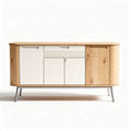 Wooden sideboard with white doors and metal legs 100 x 40 x 70cm