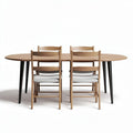 Wooden dining table with four chairs in neutral colors and modern design 150 x 90 x 75cm