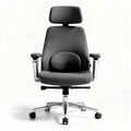 Office ergonomic chair with adjustable headrest in gray fabric 45 x 60 x 100cm