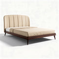 Fabric upholstered bed frame with wooden base in cream color 190 x 160 x 30cm