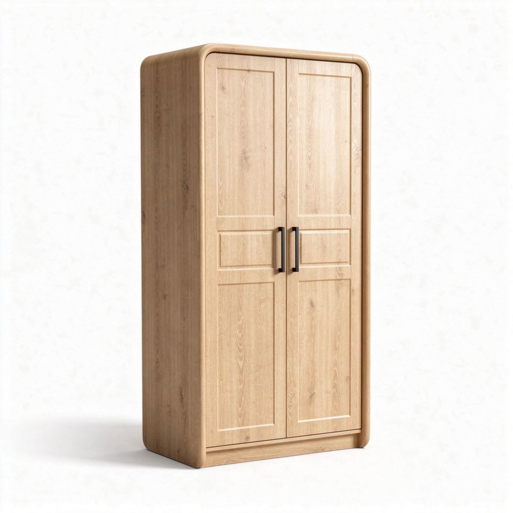 Wooden wardrobe with double doors and clean lines 100 x 50 x 200cm