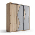 Wooden wardrobe with sliding doors and mirror accents 190 x 60 x 200cm