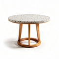 Terrazzo top round coffee table with wood base 70 x 70 x 75cm