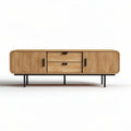 Wooden sideboard with ribbed texture and metal legs 150 x 40 x 50cm