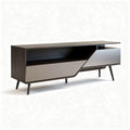 Modern wood and metal TV stand with geometric design 60 x 16 x 24 inches