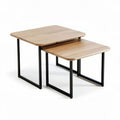 Nestable coffee tables set with wooden tops and metal frames 80 x 50 x 40cm